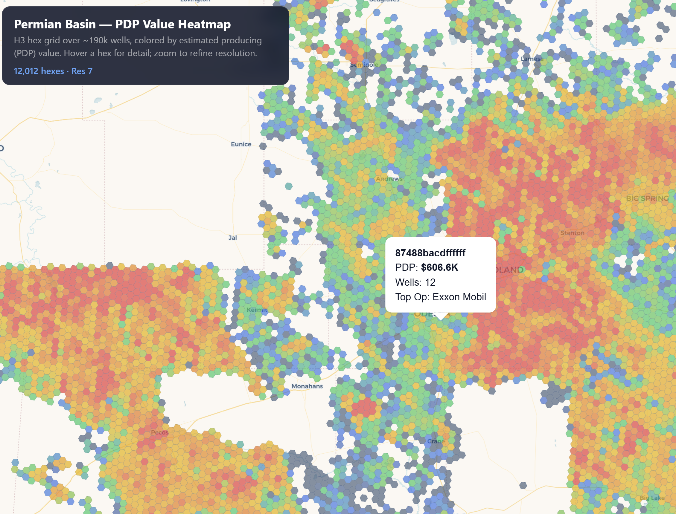 Land valuation hex map preview