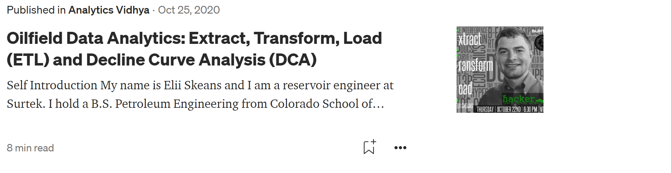 Oilfield ETL and DCA article