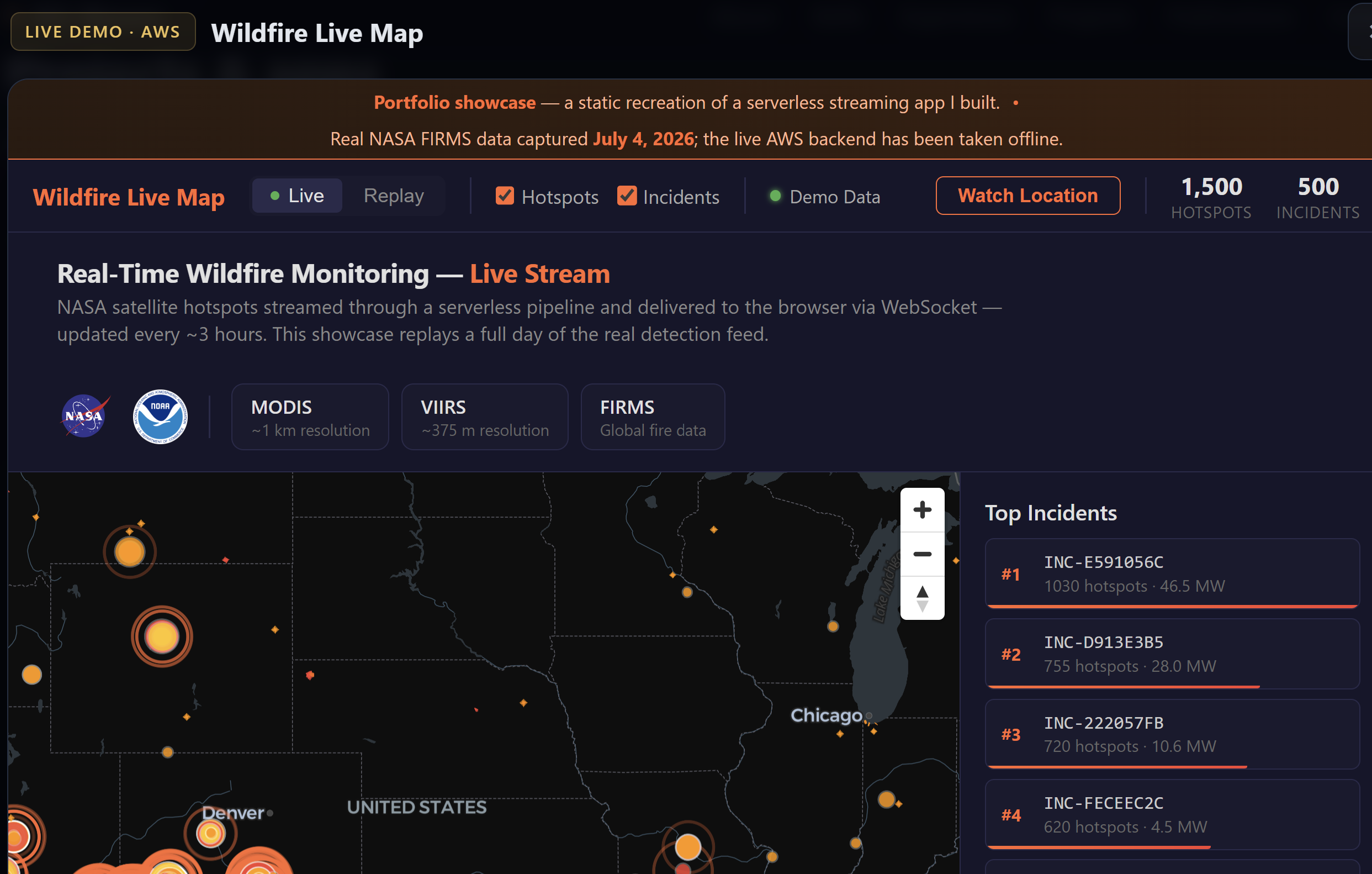 Wildfire live map preview